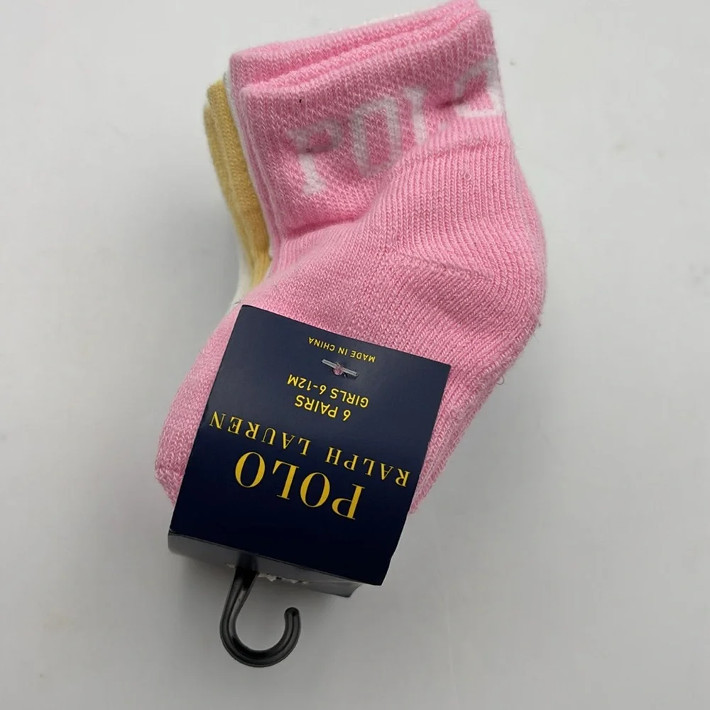 Polo Ralph Lauren Baby Girls Quarter Length Low Cut Socks Pack of 6